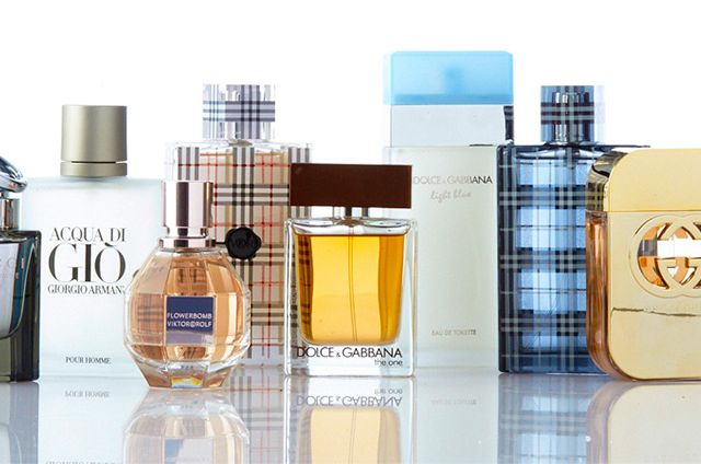 Different cologne bottles