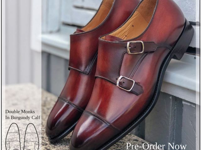 The Noble Shoe Carlos Santos Double Monks in Burgundy Calf