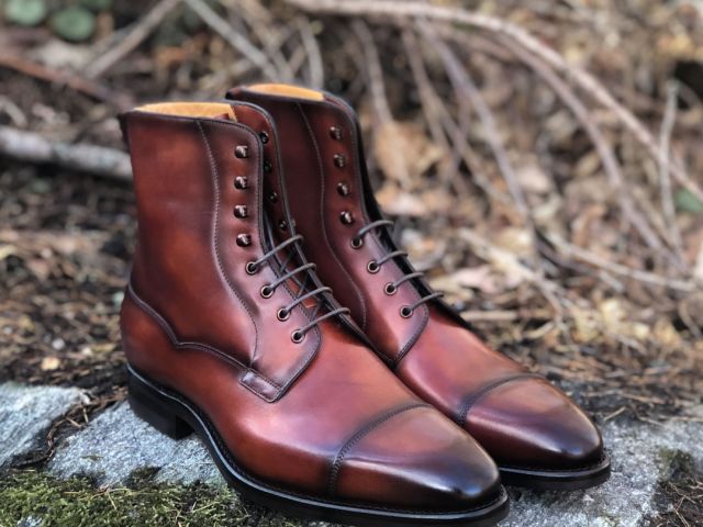 Carlos Santos Field Boots in Wine Shadow for The Noble Shoe