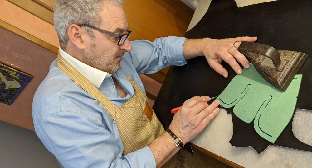 Mario Bemer making shoes