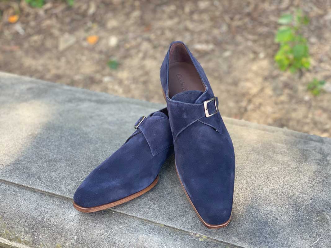 Navy Suede Monks