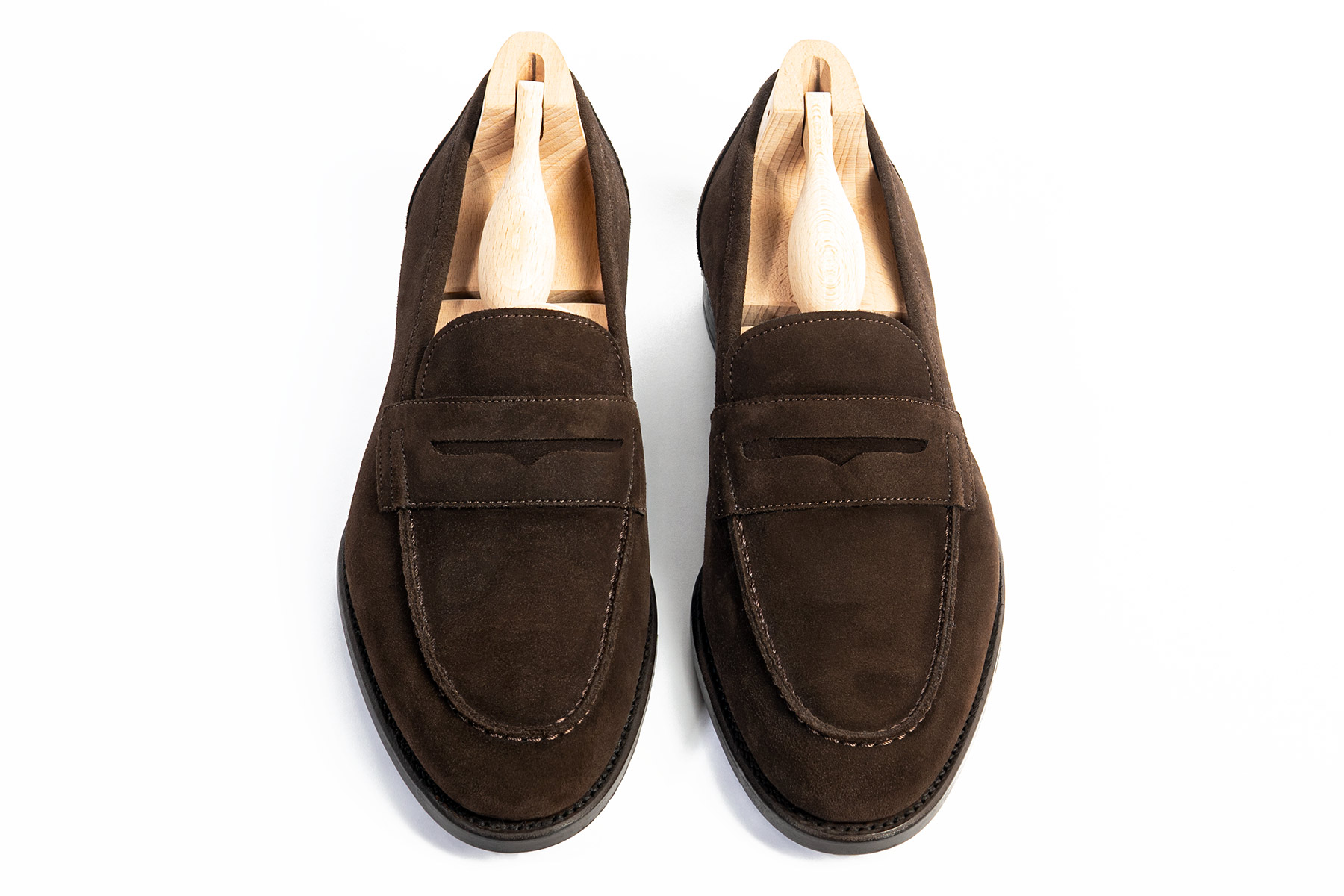 dark brown suede loafers