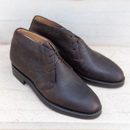 A Pair of Enzo Bonafe 3403MOD Chukka Boots in Snuff Brown Kudu Leather made for The Noble Shoe